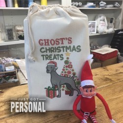 Personalised Dog Santa Sack - Weimaraner - Ghost Design
